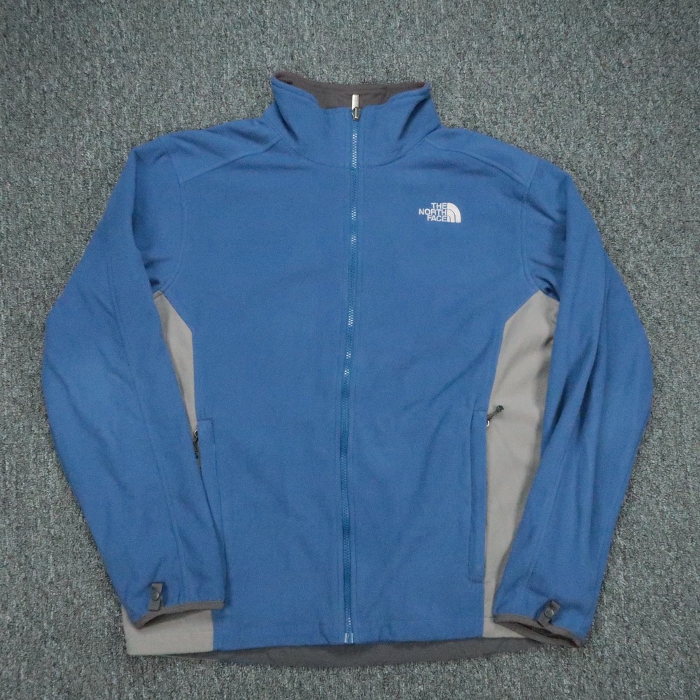 The North Face Jacket Mens Large Blue Gray Full Zip Pockets Outdoors Hiking